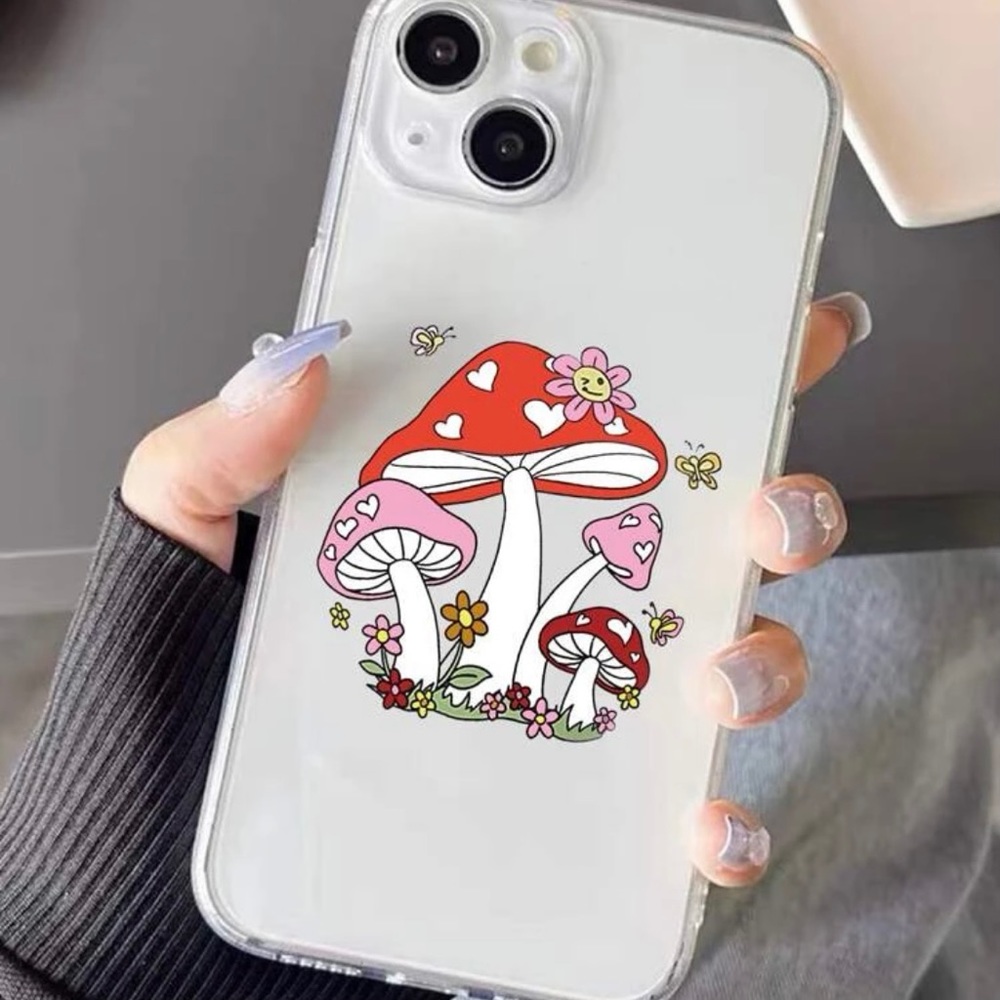Cartoon Mushroom Clear iPhone 13 Pro Max Case